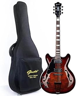 【ケース付き】grote jazz electric guitar セミホロウ GROTE 335 style Jazz Electric Guitar with Bigsby Semi-Hollow